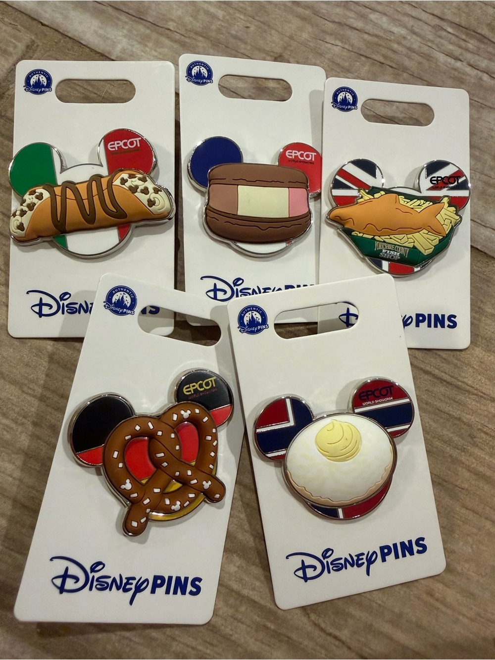 Disney EPCOT world show case Food Snack Mickey Enamel Pins complete set